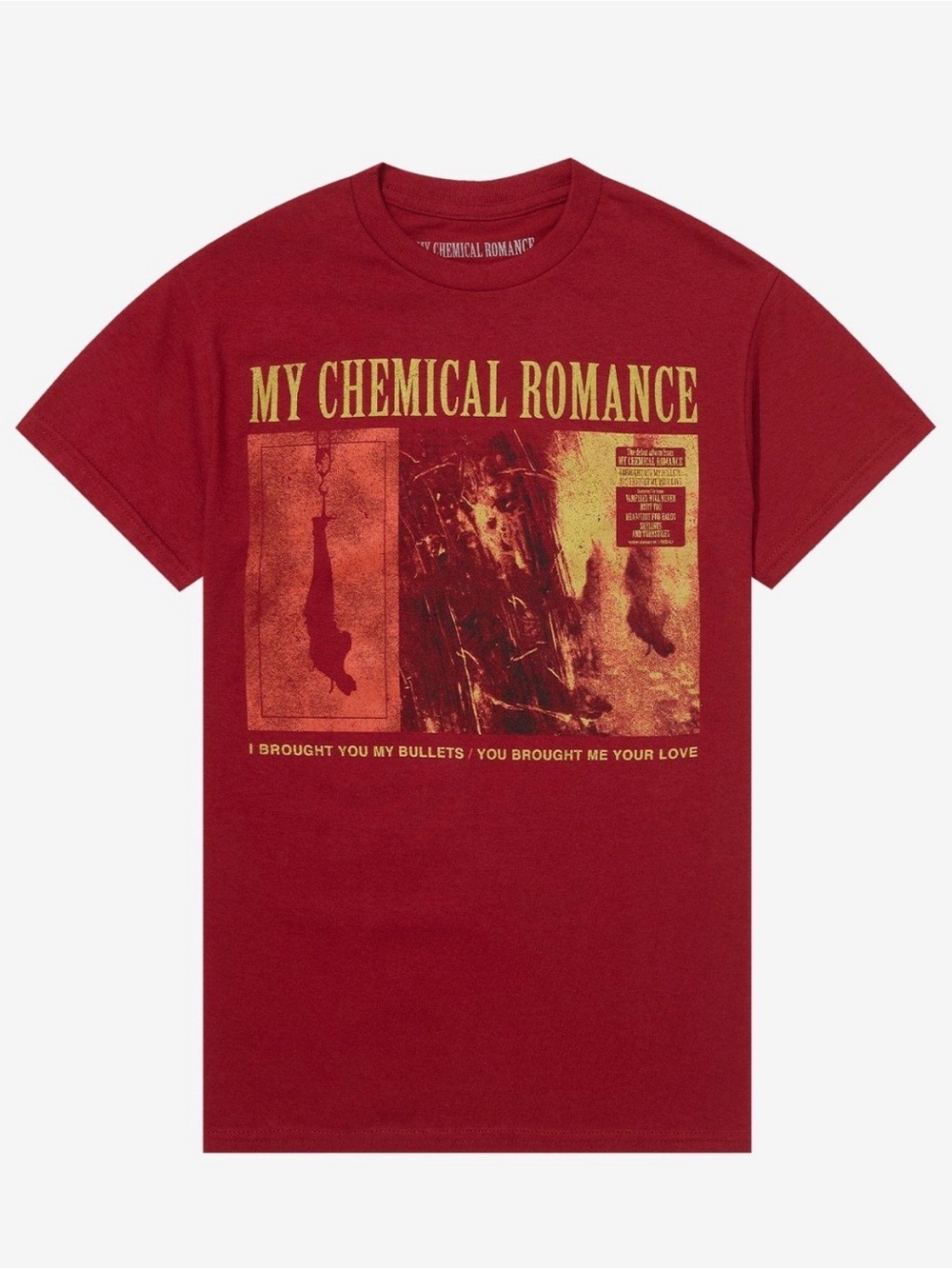Hot Topic Women’s My Chemical Romance Graphic Tee - Red with Yellow Print